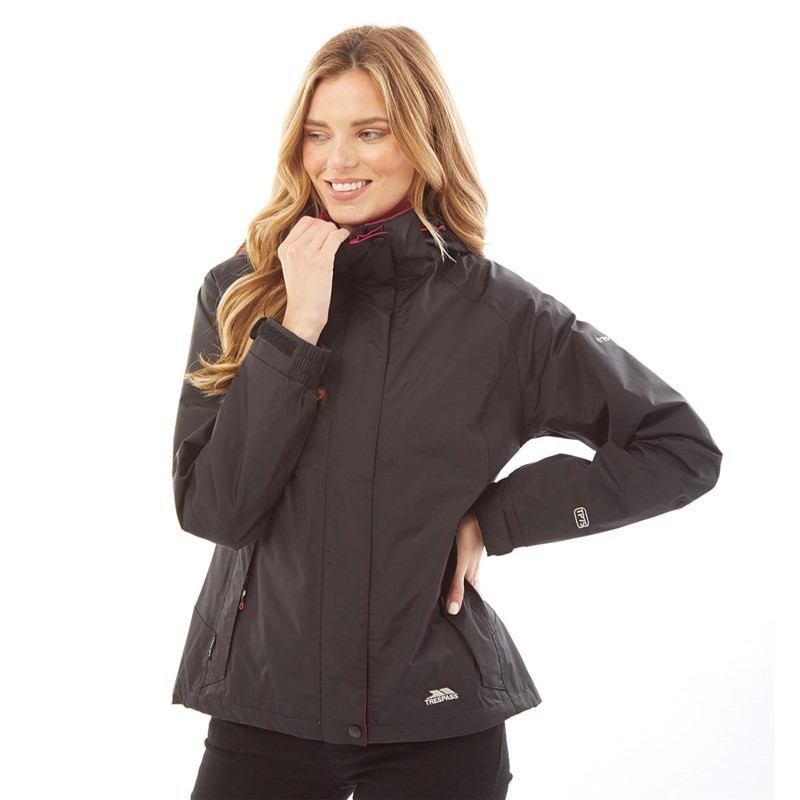 Trespass Womens Florissant Waterproof Hooded Shell Jacket Black