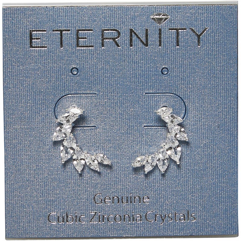 Eternity Womens Clear Stones Earrings Silver Tone