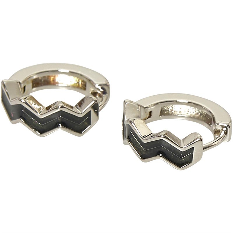 all we are Womens Oceano Enamel Huggie Earrings Silver Tone/Grey