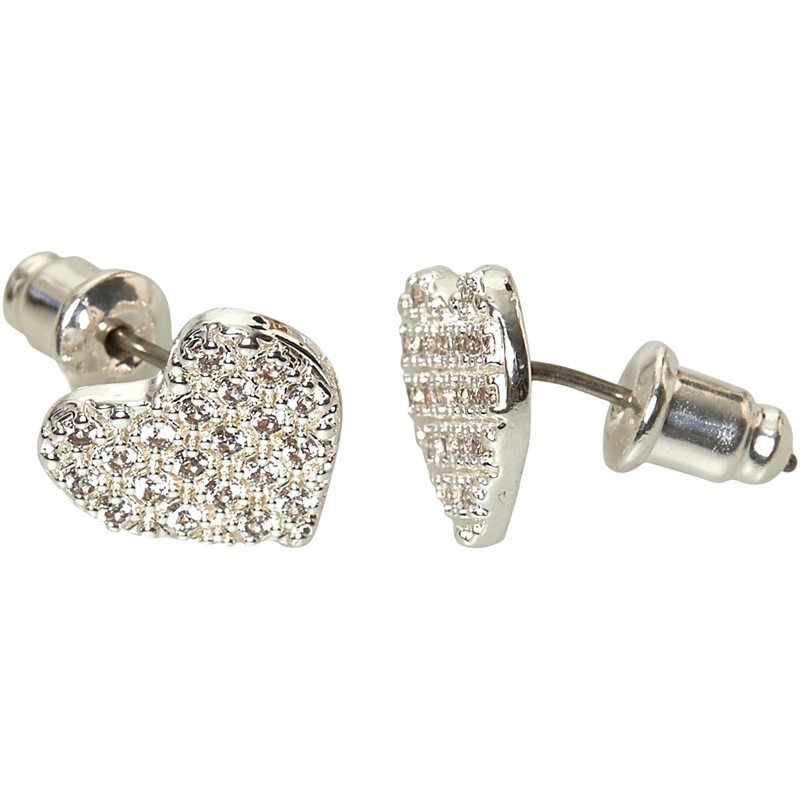 Eternity Womens Clear Stones Earrings Silver Tone