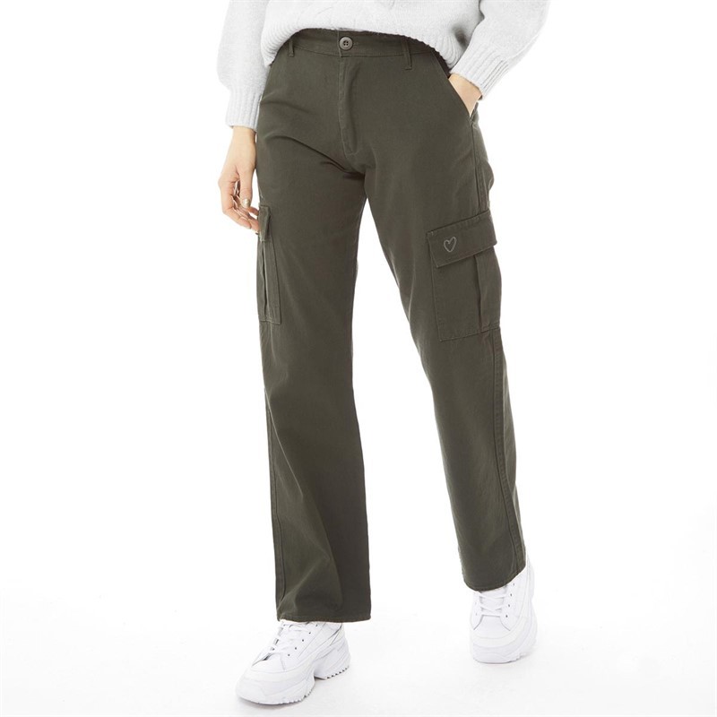 L'amore Couture Womens Jessie Cargo Pants Khaki