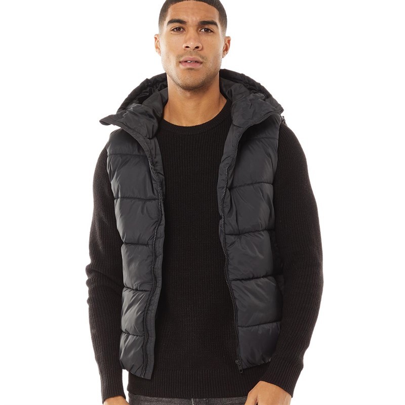 French Connection Mens Hooded Gilet Black