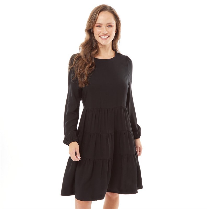 Fluid Womens Tiered Dress Black