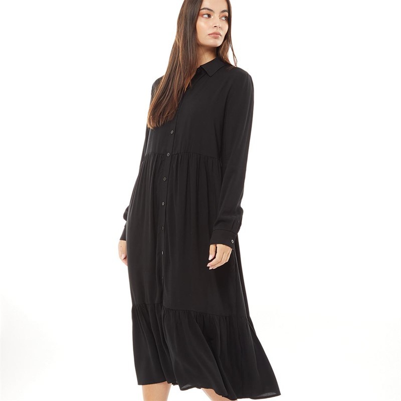 Onfire Womens Midi Tiered Dress Black