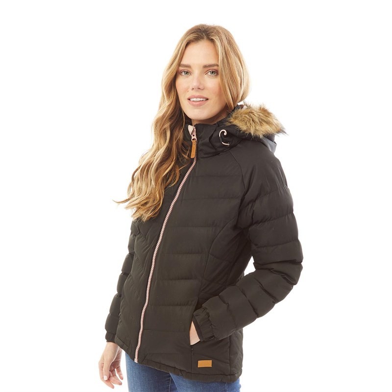Trespass Womens Nadina Padded Waterproof Hooded Jacket Black