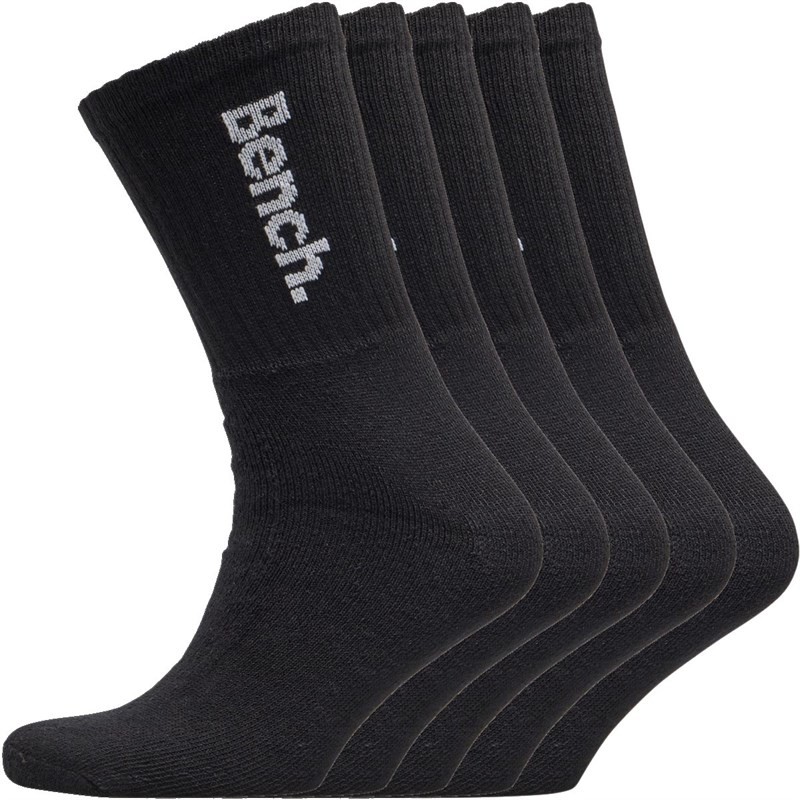 Bench Mens Apollo Five Pack Crew Socks Black/White