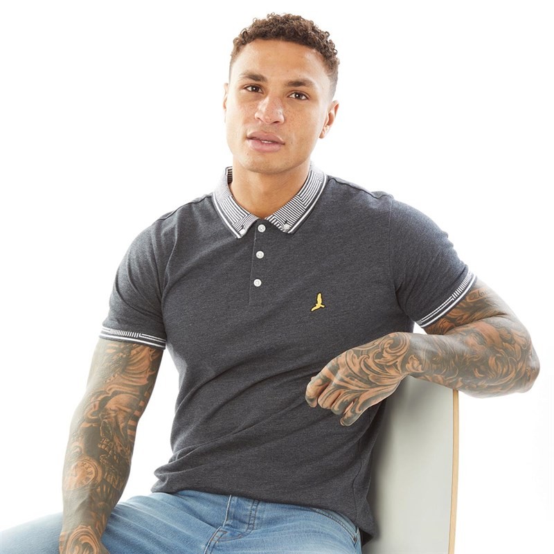 Brave Soul Mens Story Polo Dark Denim Marl